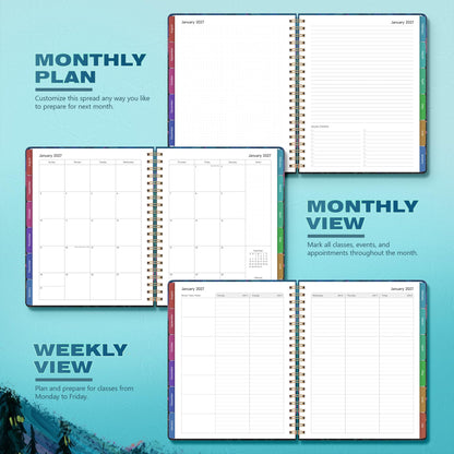 Teacher Lesson Planner 2026-2027 Academic Year, Aug 2026-Jul 2027, Deluxe 26-27 Lesson Plan Book for Teachers Supplies & Homeschool Planner with Pocket & Monthly Tabs, 8.5" x 11", Wild Mountain