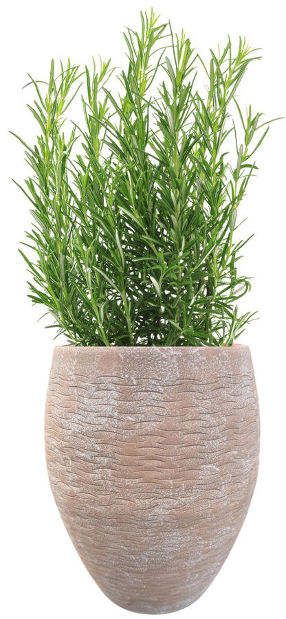 Ludu Washed Terracotta Modern Handmade Metal Indoor Planter with Textured Wave Design and Anti-Scratch Pads, Rust-Resistant Finish for Outdoor Use, Sustainable Non-Plastic Pot Recyclable Metal Vase