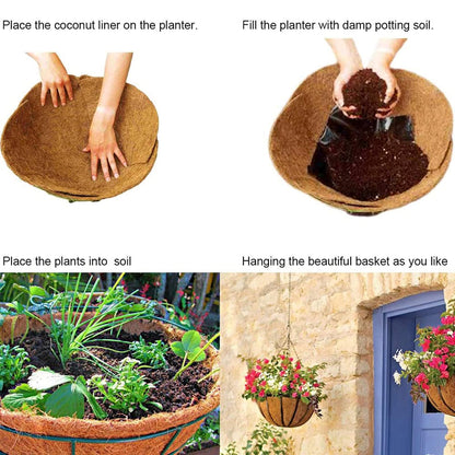 UYISMML 2PCS Round Replacement Coco Liner for Hanging Basket 24IN, Extra Thick Coconut Fiber Planter Liner for Garden Flower Pot