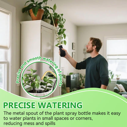 Squeeze Bottle for Hanging Plants, 19" Long Spout Plant Watering Bottle, Easy Squeeze Indoor/Outdoor Watering Can Alternative, Precise Sprinkling for Hanging Baskets, Houseplants(Black,8 oz,1 Pack)