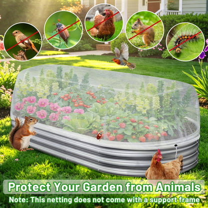 Sunwinx 2 Pack Garden Netting for Raised Beds, 4x2FT Raised Bed Cover for Garden Protection, Ultra Fine Mesh Bird Netting Pest Barrier Screen with Drawstring for Protecting Vegetables Fruits Flowers