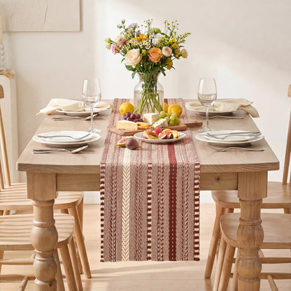 Artoid Mode Red Farmhouse Woven Table Runner, Seasonal Holiday Rustic Kitchen Dining Table Decoration for Home Party Decor 12x72 Inch