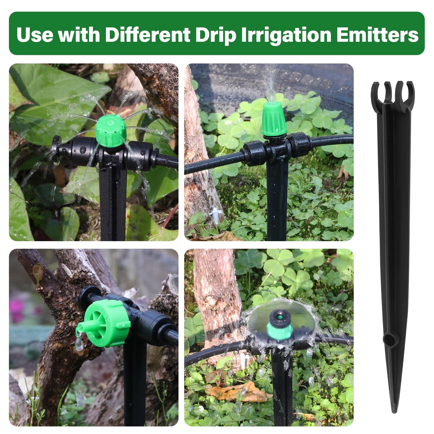 Kalolary 30PCS 1/4”Drip Irrigation Support Stakes, Drip Tubing Holder with Adjustable Height, 1/4 Inch Tubing Hose Holder for Drip Watering System Garden & Raised Beds, Prevents Clogging, Easy Install