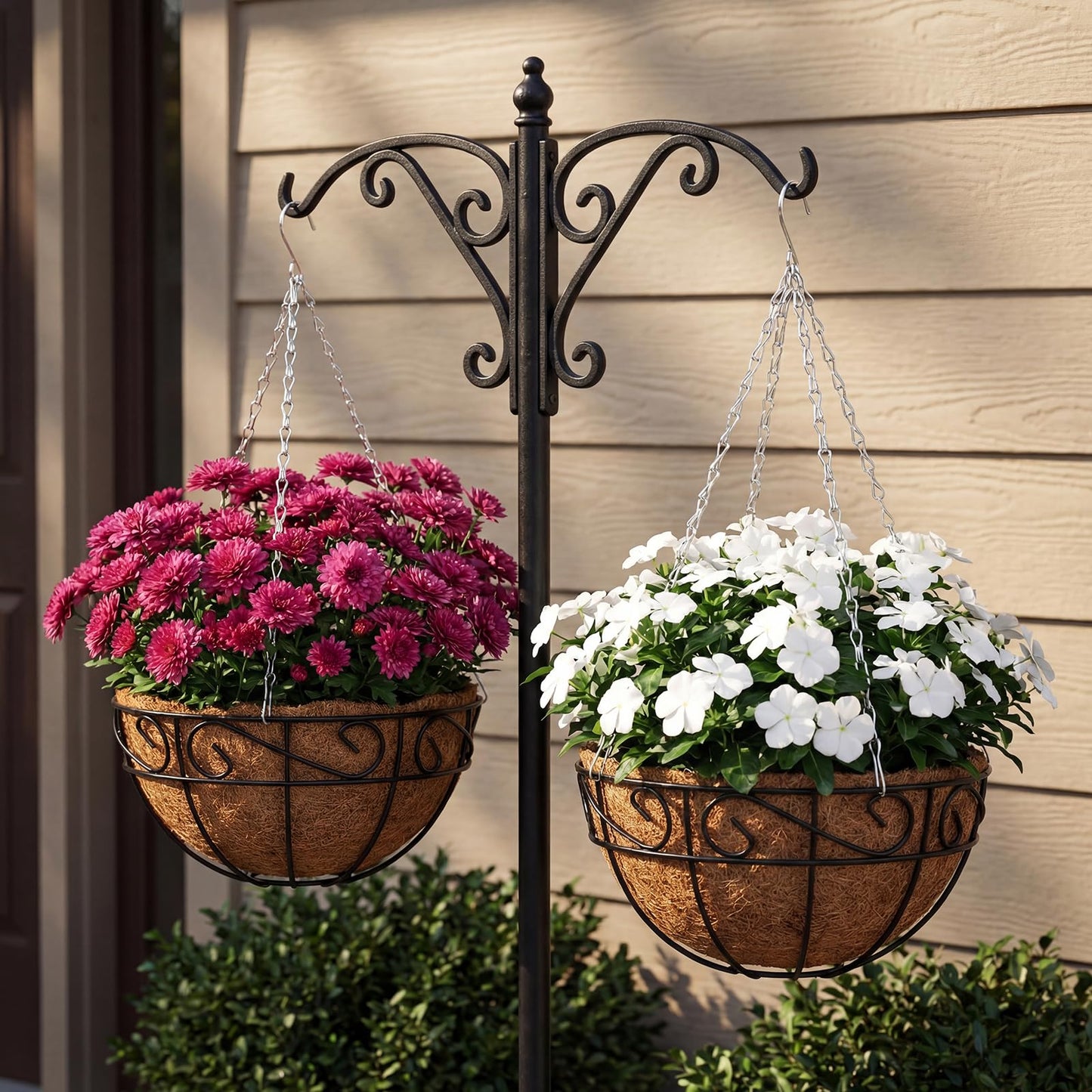 Hicarer 50 Pack Hanging Basket Chain 16 Inch Bulk Chains for Hanging Baskets with Hooks 3 Leads Metal Chain Planter Hangers Outdoor Flower Plant Pot Replacement for Patio Garden Greenhouse Supplies