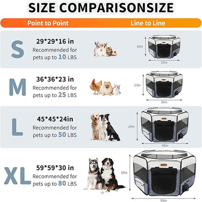 Seiyierr Dog Playpen, Portable Pet Play Pen Foldable Carrying Case, Puppy Pens Outsid for Small Cat Indoor/Outdoor, Removable Mesh Shade Cover