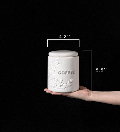 TAWCHES Wing Petal Ceramic Canisters Sets For The Kitchen Canisters For Countertop Set of 3 Airtight Coffee Canisters For Ground Coffee Sugar Container Tea Storage Jars With Lids
