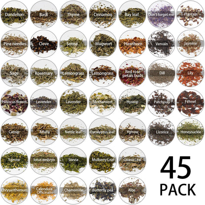 45-Bottle Dried Herbs Kit for Witchcraft, Wicca Altar and Magic Spells