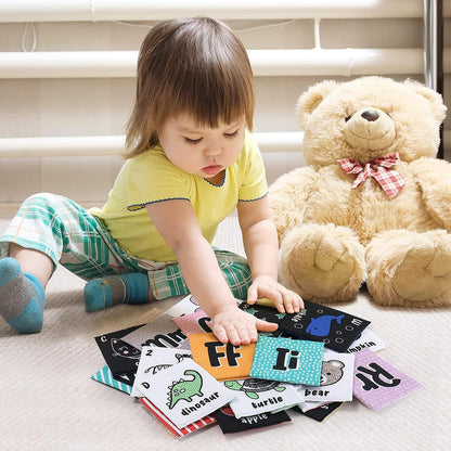 The Peanutshell Baby Soft Alphabet Flash Cards - Cloth ABC Book for Babies & Toddlers, 26 Fabric Tiles, Infant to 36 Months Baby Books With Bag