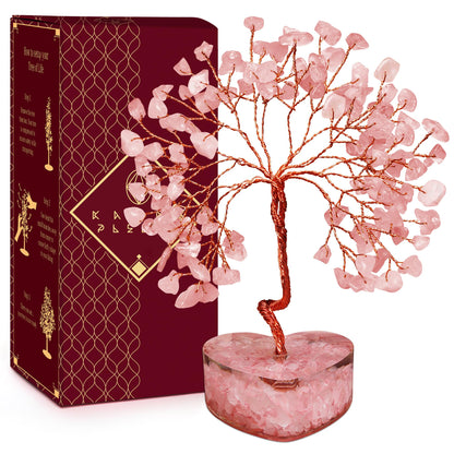 Rose Quartz Crystal Tree of Life Birthday Gifts for Women, Girls Friends, Handmade Chakra Healing Crystals Tree for Home Office Decor, Positivity, Good Luck, Money, Unique Gifts for Her Mom, Sister