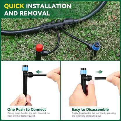 Drip Irrigation System for Garden, 2026-Upgraded Quick Connect Garden Watering Kit All-in-One with 1/2 inch 1/4 inch Irrigation Tubing for Garden, Lawn, Greenhouse, Raised Beds (233FT)
