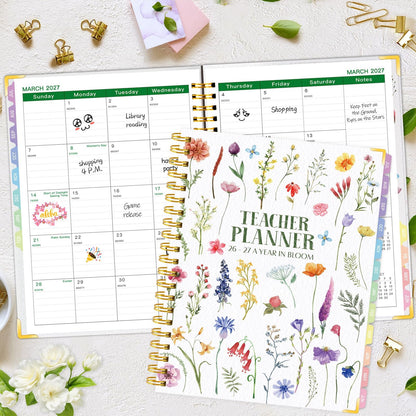 2026-2027 Teacher Planner - Lesson Plan Book for Teachers 26-27, 8.5"x11" Big Academic Planner from July 2026 to June 2027, Weekly & Monthly School Agendar Book with Tab,Stickers for Teachers Supplies