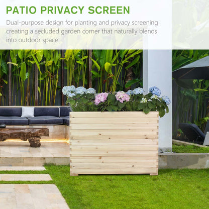 TRUEAURA Wood Raised Garden Bed, Rectangular Planter Box Outdoor Large Tall Trough 39"x28"x15" Flower Planters Boxes with Bottom for Plants Herb Patio Porch Balcony Privacy Screen