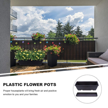 GANAZONO Rectangular Garden Planter 19.68X7.48X5.90In Plastic Planter with Drainage Hole and Saucer for Indoor Outdoor Patio Balcony Home Decor