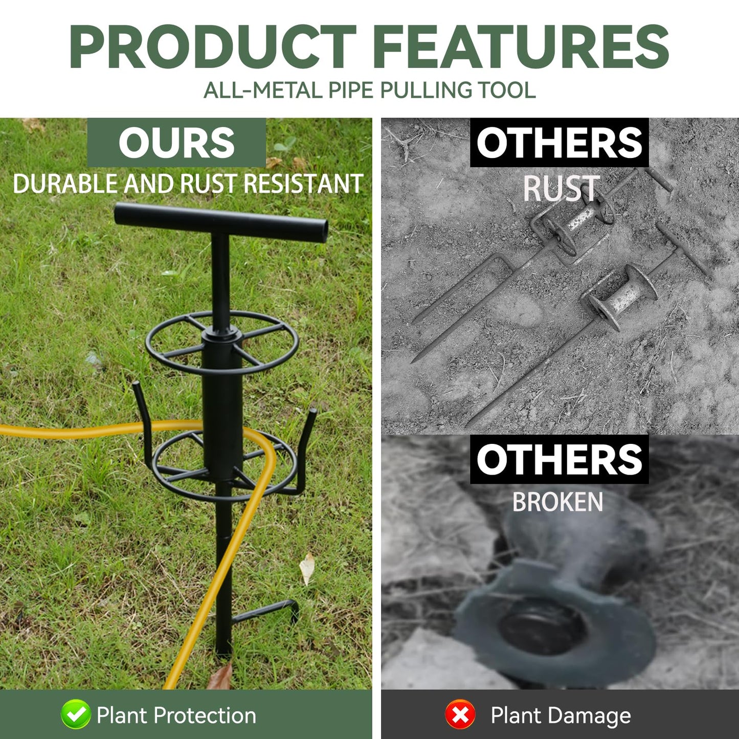 Garden Hose Guide Spike, Metal Hose Guides for Garden Heavy Duty, Hose Pulling Stand Reel for Gardens Corner, Auxiliary Water Hoses Support, Lawn & Gardens Watering Equipment, Plant Flower Protector