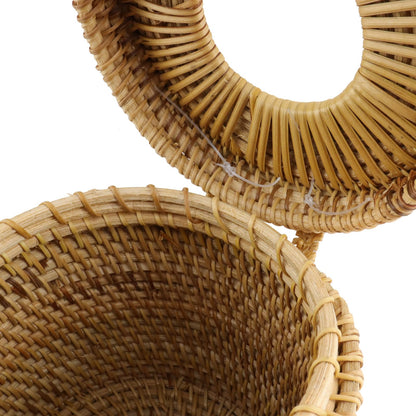 Risbay 1PCS Rattan Round Tissue Box Cover Tissue Box Holder Decorative Woven Facial Tissue Holder