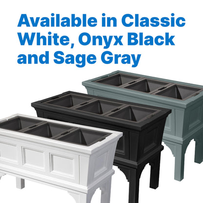 Step2 Atherton Raised Planter Box, Large Planters for Outdoor Plants, Gardening and Flower Pot for Patio or Porch, Easy Drainage, Durable Plastic, White