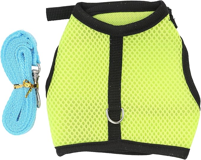 Pet Mesh Traction Harness Chest Back Leash Rabbit Guinea Pig Supplies Mesh Comfortable Adjustable Small Pets (Fruit Green)