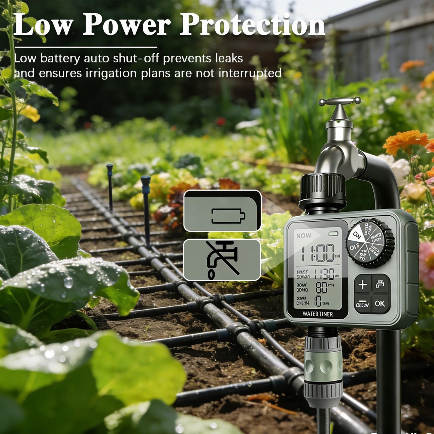 Sprinkler Timer Ourdoor,Digital Pogrammable Hose Timers with Rain Delay/Manual/Automatic Hose Timers for Watering,Smart Water Timer for Garden Hose with Large Display for Garden, Lawn, Yard