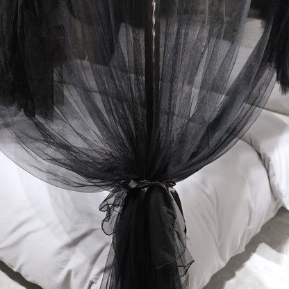 Joyreap 4 Corners Post Canopy Bed Curtain Black- Twin Size Royal Luxurious Cozy Drapes Netting- Elegant Bedroom Decoration Accessories for Adults