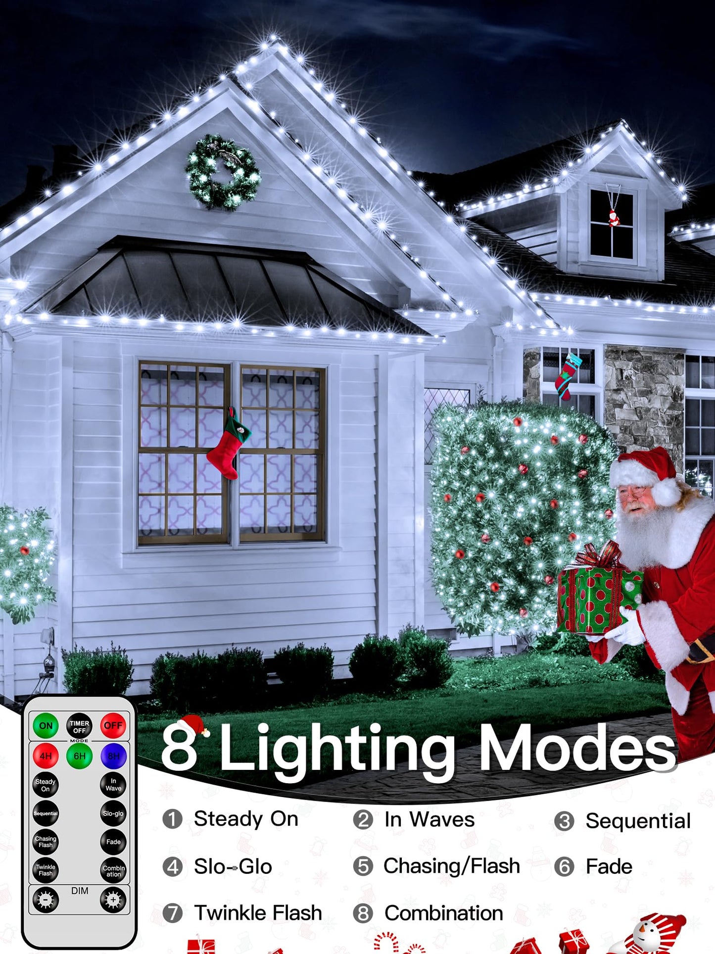 Ccinny Christmas Lights Outdoor, 1000LED 328FT Christmas Tree Lights IP67 Waterproof, Plug in Fairy Lights with Remote 8 Modes Timer, Xmas Light for Outside Indoor House Holiday Decor(Cool White)