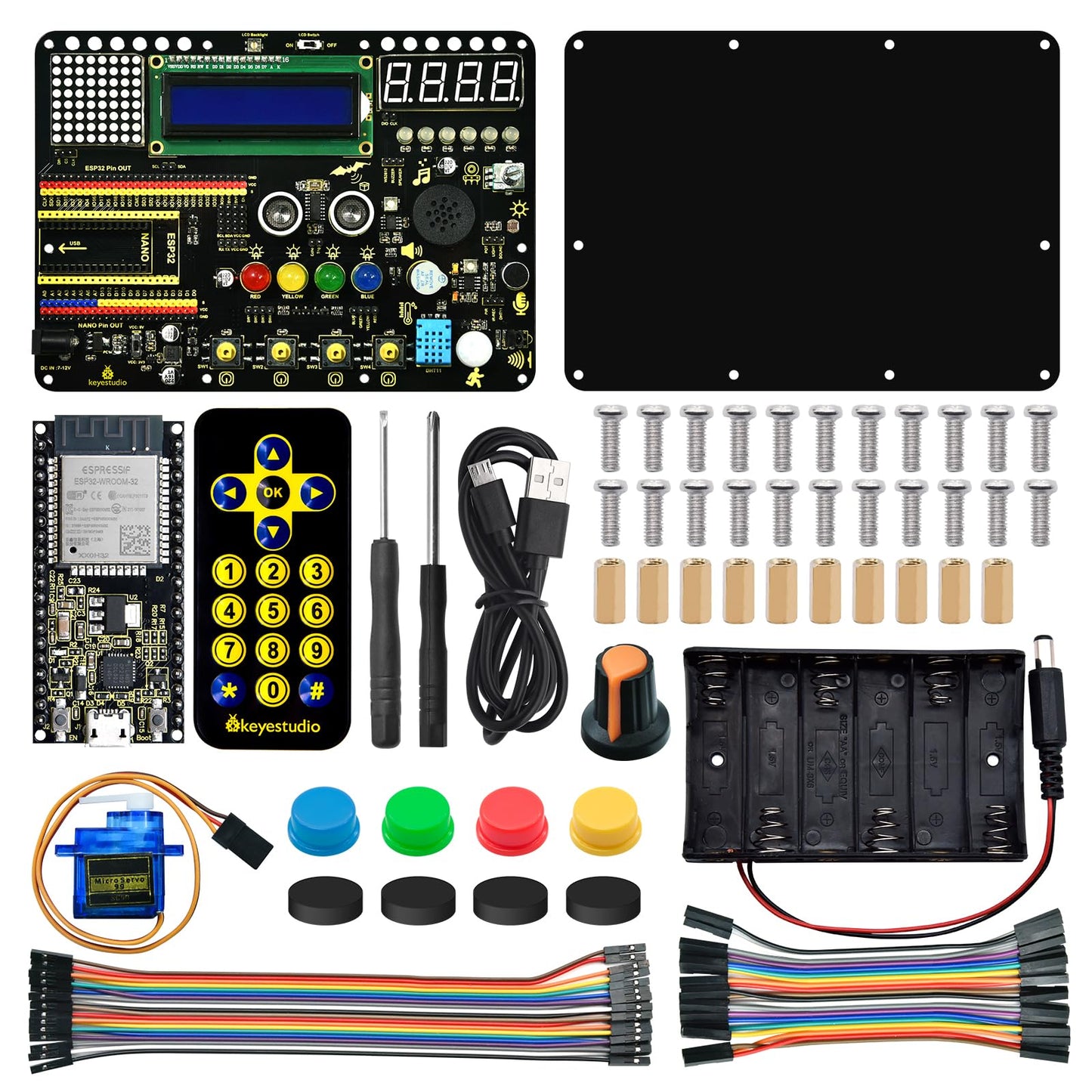 KEYESTUDIO Inventor Starter Kit for Arduino ESP32, Hardware Comes Pre-Connected, Easy to Get Started Coding and Electronics, 30 Projects, 15 Modules, STEM Educational Set for Adults Teens