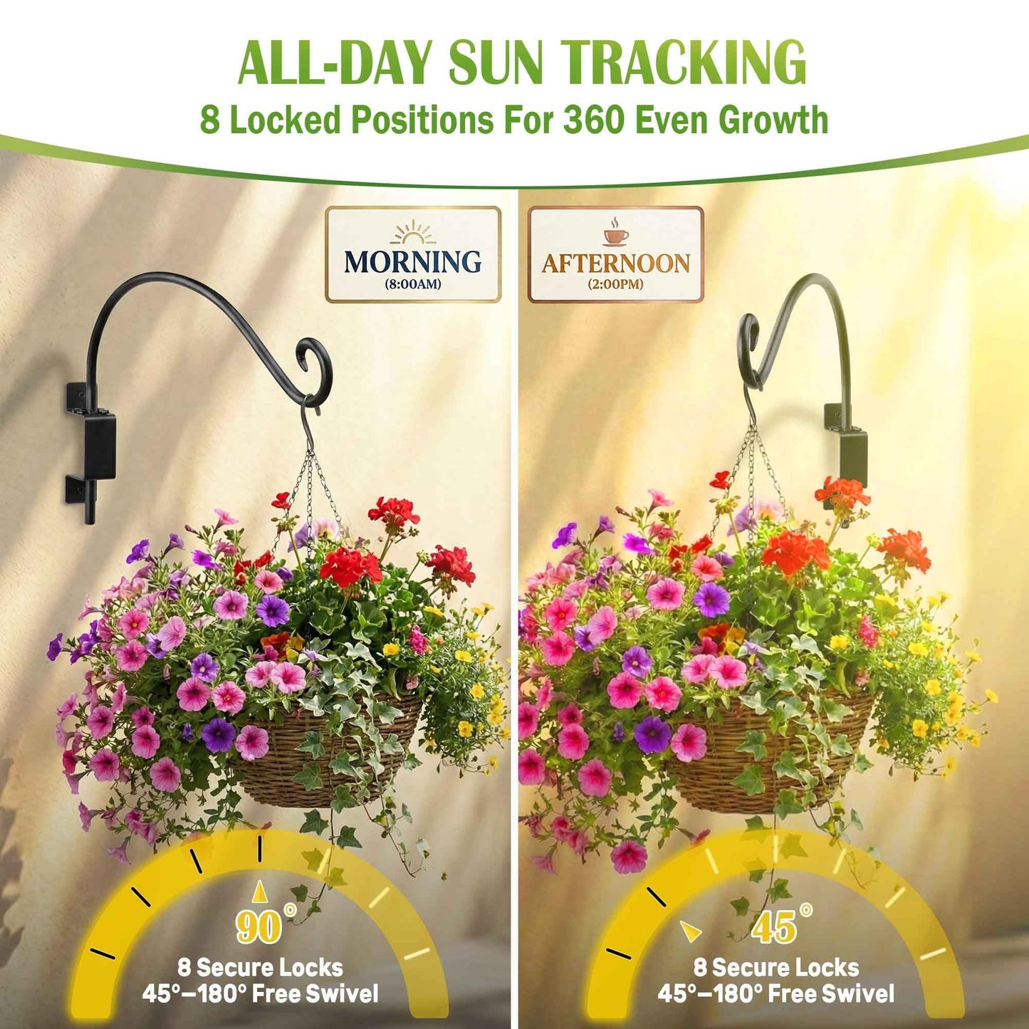 AJART Bird Feeder Hanger of Swivel Hanging Plant Bracket for Outdoor(Black) More Suitable for Outside birdhouses Plant Hooks (16"-2PCs)