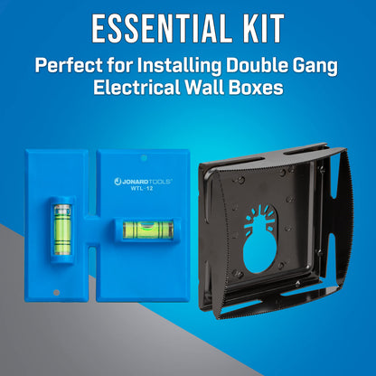 Jonard Tools EBW-412 Electrical Box Cutting Kit, Single Gang with Wall Template Leveler & Electrical Box Cutter Attachment