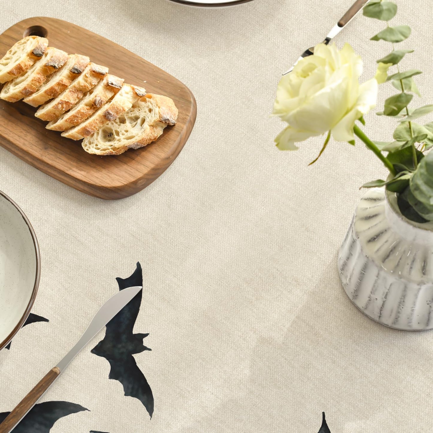 Horaldaily Halloween Tablecloth 70x70 Inch Round, Bats Washable Table Cover for Party Picnic Dinner Decor