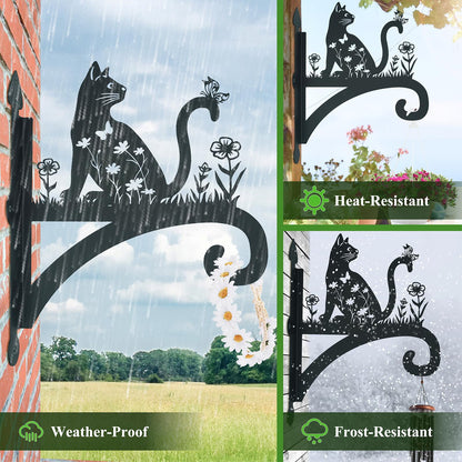 Beyoogeem Plant Hangers Outdoor Heavy Duty Iron Decorative Cat Silhouette Plant Hooks for Hanging Baskets 11 inch Hanging Plant Bracket Wall Hooks for Flower Pot Lantern Bird Feeder Wind Chimes