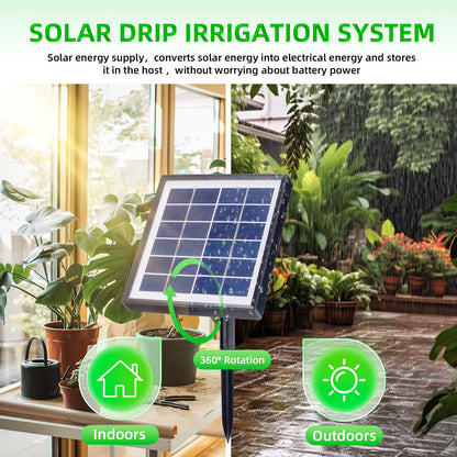 Solar Automatic Drip Irrigation Kit System,Automatic Plant Watering Devices Programmable Water Timer,LED Display for 15 Potted Plants Outdoor Indoor Garden Balcony Vacation
