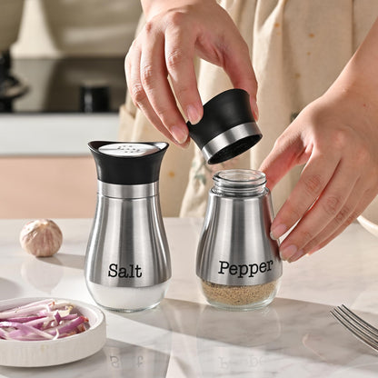 Fox Run Modern Salt and Pepper Shakers, Set of 2 Kitchen Shakers with 4 Ounce Capacity
