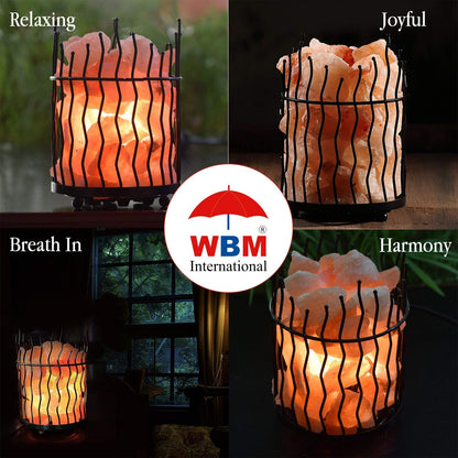 Himalayan Glow Pillar Style Basket Lamps, Pure Himalayan Salt Basket Night Lamp with Salt Chunks, Light Bulb and Dimmable Switch (2-Pack)