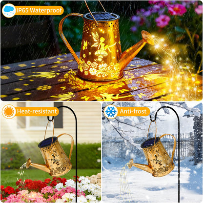 YJFWAL Solar Watering can with Lights, Unique Gifts for Mom Grandma Women Birthday, Waterproof Gardening Gifts Watering Can with Cascading Lights Outdoor Decor for Garden Patio Yard Pathway Backyard