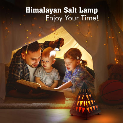 Himalayan Glow Pyramid Style Crystal Salt Lamp with Pink Salt Chunks, ETL Certified, Adjustable Dimmer Switch for Soothing Ambience | Ideal Night Light
