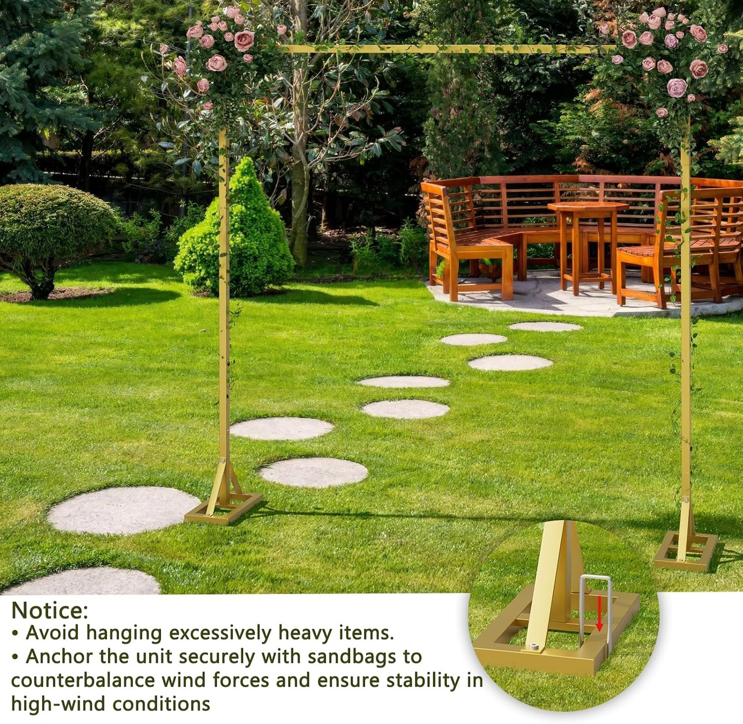 8.2FT Adjustable Backdrop Stand Kit - Square Wedding Arch & Balloon Arch for Photo Booth Background, Baby Shower, Birthday Party Decorations (Portable Frame) (Gold,8.2X 8FT)