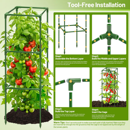 Legigo 2 Pack Square Tomato Cages- 45 Inch Heavy Duty Tomato Trellis for Climbing Plants Outdoor, Tomato Plant Support Stakes Cage Garden Trellis for Garden Raised Garden Bed Cucumbers Vegetables