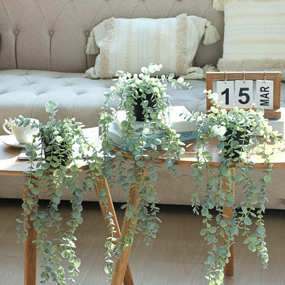 COCOBOO 3pcs Hanging Fake Plants, Artificial Hanging Plants Fake Potted Eucalyptus for Wall Room Home Patio Indoor Outdoor Decor