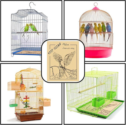 50PCS Disposable Bird Cage Liners 19.6x15.6 Inch Absorbent Precut Paper Pads for Parrots & Small Birds - Cage Bottom Protectors with Quick Cleanup Design