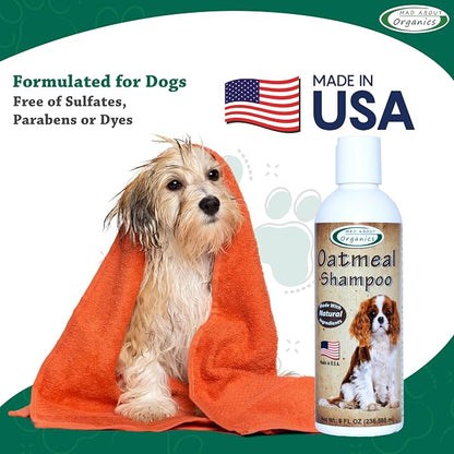 Oatmeal Dog Shampoo for Itchy Skin - Gentle, pH-Balanced Cleanser with Calming Vanilla & Lavender - Ideal for Dry, Flaky & Sensitive Coats - Mild Formula for Comfort (8 Ounce)