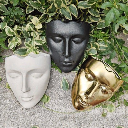Ceramic Female Form Face Vase - Modern Sculpture Planter Pot, Human Face Shaped Vase, Wall Hanging Plant Pot with Drainage for Home Decor Centerpieces, Office or Outdoor Hanging Decor