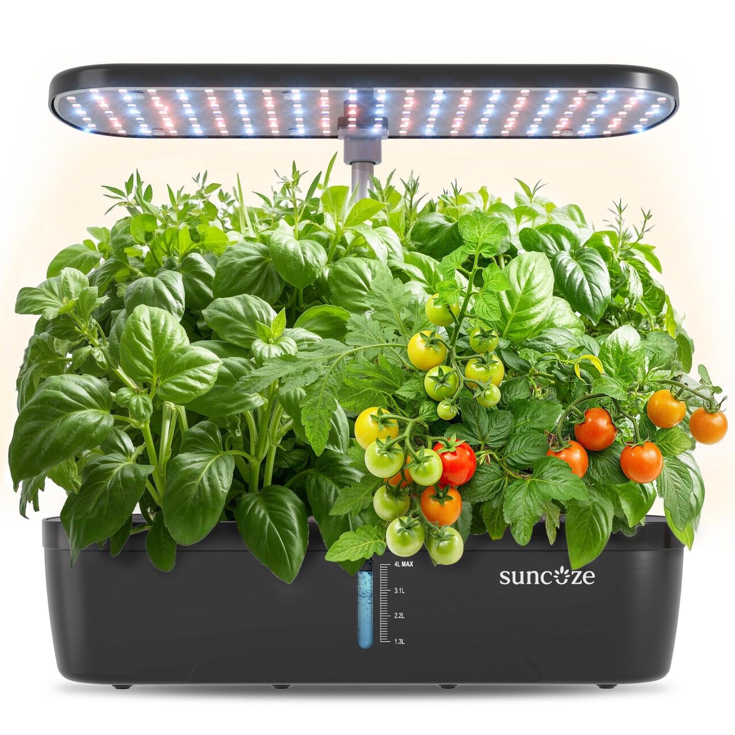 SUNCOZE Hydroponics Growing System Kit 12 Pods, Indoor herb Garden with 20W LED Grow Light, Visible Water Tank with Pump, 2.2"-12.4" Adjustable Height Indoor Gardening System, Gardening Gifts, Black