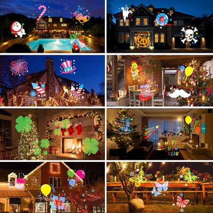 4th of July Outdoor Projector Lights,Syslux Halloween Christmas Projector Lights 16 HD Slides LED Waterproof Light Indoor Lights with Remote Control for Party Garden Halloween Xmas Landscape Decor