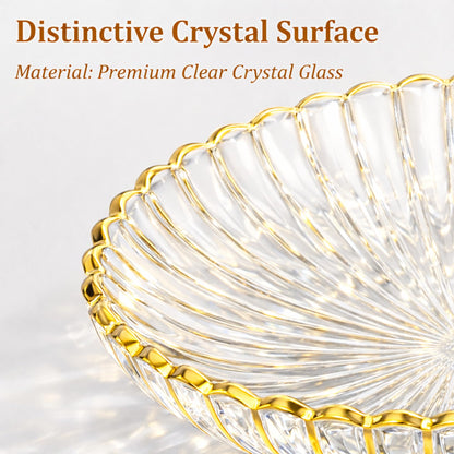 Yiyiring Gold Large Decorative Bowl 11'' Hand-painted Ruffle Decorative Bowl Glass Fruit Bowls Crystal Key Bowls Modern for Counter Home Decoration Table Centerpiece Kitchen Dining Room(Flat)