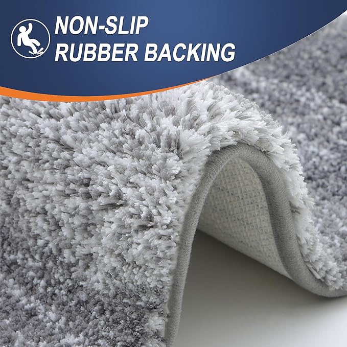OLANLY Bathroom Runner Rugs Mat 40x20, Extra Soft Absorbent Microfiber Bath Rugs, Rubber Backing, Quick Dry, Washable Long Bath Mats for Bathroom Floor, Tub and Shower, Home Decor Accessories, Grey