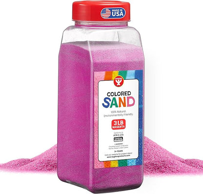 Hygloss Colored Sand for Crafts – 3 lb Bottle, Magenta – Vibrant Colorful Fine Sensory Play Sand Art Kits for Kids – Classroom Activities for Children 3 4 5 6 7 8 9 10 11 12 – Safe for Ages 3+