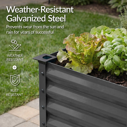 Best Choice Products 72x24x30in Non Toxic Galvanized Raised Garden Bed, Metal Elevated Planter Box, Vegetable Garden, 100% Non Toxic Materials - Charcoal