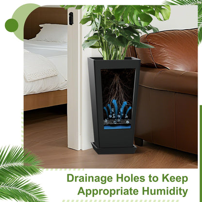 YESUNEED 24" Tall Planters for Outdoor Plants, Set of 2 Large Outdoor Planters for Front Porch Decor with Drainage Hole, Tall Planter (Black)