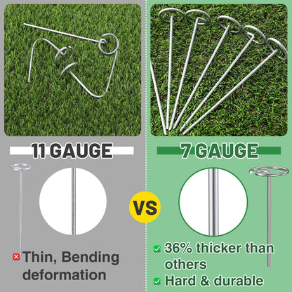60 Pcs 7 Gauge Thickened Landscape Staples, 6in Anti-Rust Galvanized Garden Stakes, Heavy Duty Landscape Circle Top Pins, Ground Cover Fabric Stakes for Securing Lawn Fabric Weed Barrier