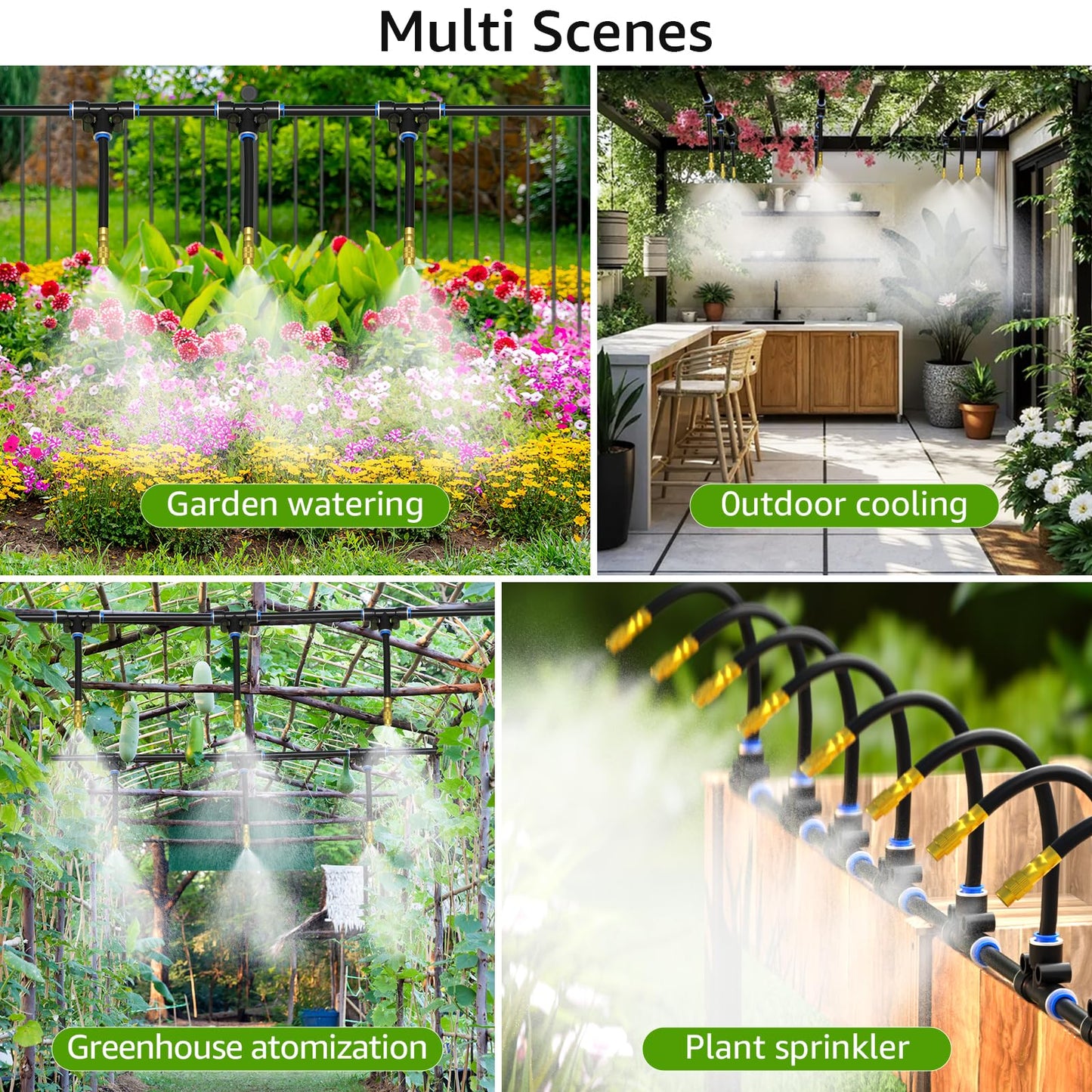 Bluepro Drip Irrigation System 100FT 1/4", 2026-Upgrade Garden Sprinkler Kit with 16PCS 360° Adjustable Copper Nozzles, Automatic Misting Watering System for Raised Beds, Greenhouse, Lawn, Patio, Yard