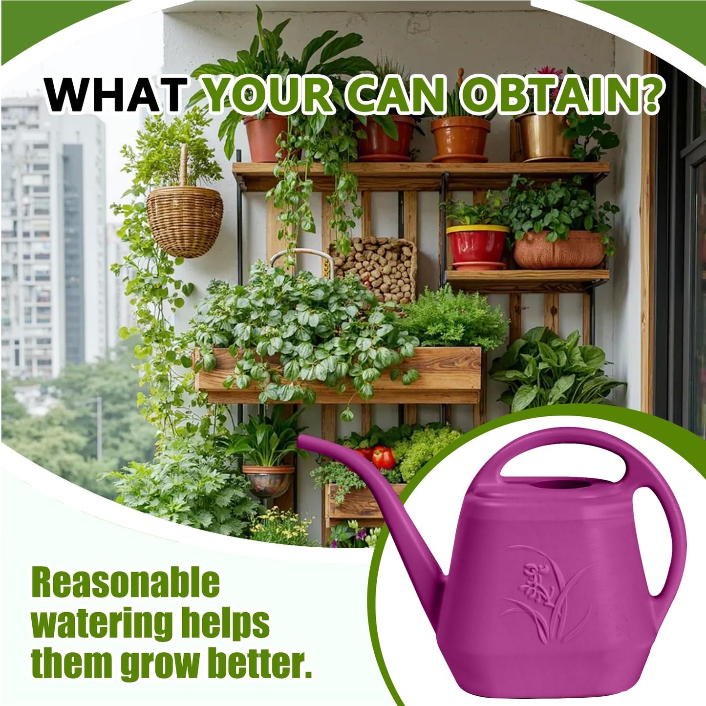 VKPLITE Plastic Watering Can - for Indoor and Outdoor Home Garden Plants - with Long Spout - Rose Red - 1/2 Gallon